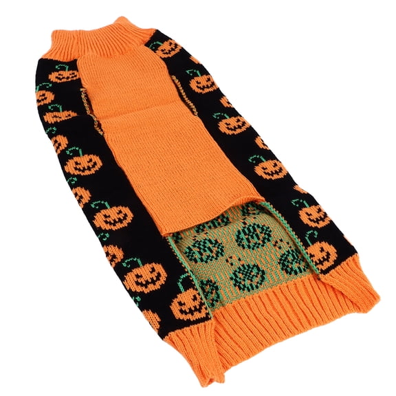 Halloween Dog Sweater Cute Pumpkin Pattern Dog Turtleneck Knitwear for Small Dogs Puppy Fall Winter Warm Pet Clothes Outfits L Size 10.24 inches / 26 cm Back Length
