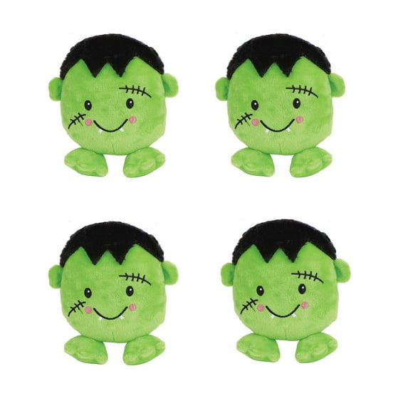 Halloween Dog Toy Cute Green Lil Monster Plush Play Squeaker Packs (4 Toys)