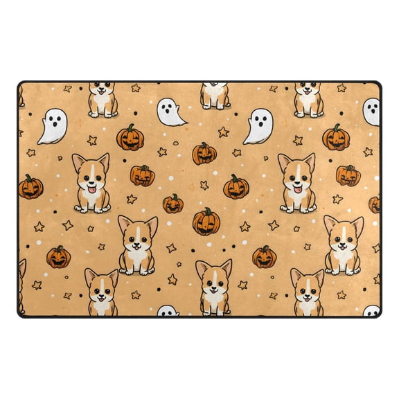 Halloween Dog and Pumpkin Memory Foam Area Rug 31"x20" Non Slip, Absorbent, Fade Proof for Living Room, Bedroom, Office
