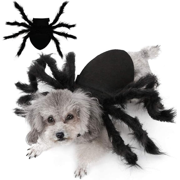 Halloween Dogs Costume, Furry Giant Simulation Spider Cosplay Dress up, Halloween Pets Accessories Decoration for Puppy Small Medium Dogs M
