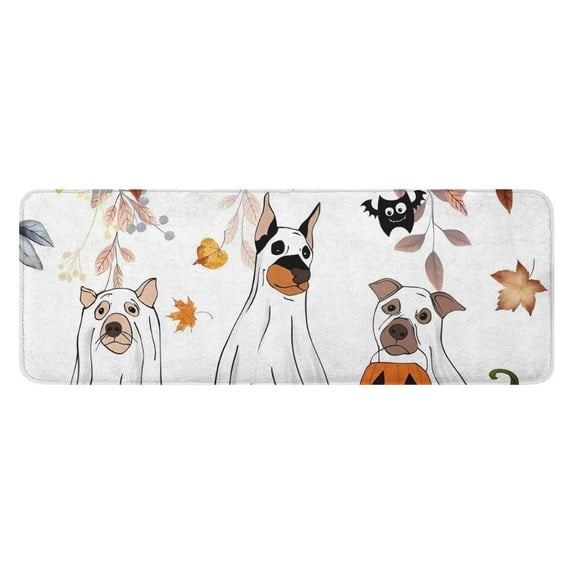 Halloween Dogs in Ghost Costumes Kitchen Rug Mat,Kitchen Runner Rugs Non Skid Washable,Decorative Kitchen Floor Mats for Kitchen,Sink,Laundry,17"x47.2"