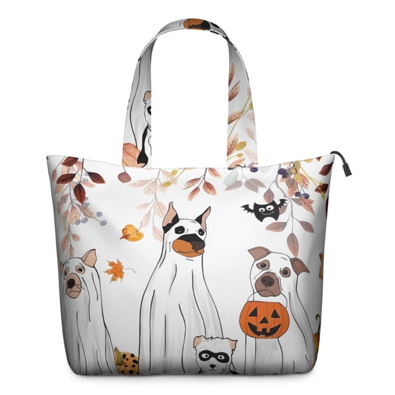 Halloween Dogs in Ghost Costumes Travel Tote Bags for Women Carry On,Large Weekender Bags for Women Travel,Multi Functional Duffle Bag for Work,Shopping,Sports