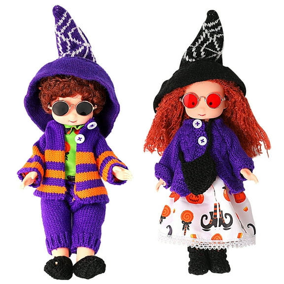 Halloween Doll Handmade Wizard Doll Halloween Knitted Doll with Glasses for Home Decoration Party Table Ornaments Room Decor Christmas Gift
