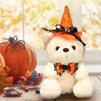 Halloween Doll Hat Wearing Bear Doll,Halloween Bear Stuffed Animal with Witch Costume,Plush Toy for Party Decorations