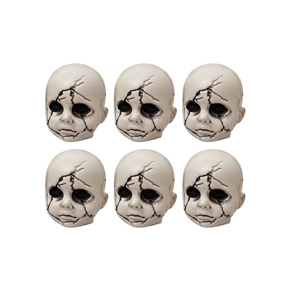 Halloween Doll Head Prop - 6pcs 3.9" Decorative Head for Escape Room and Party Scene Decor White