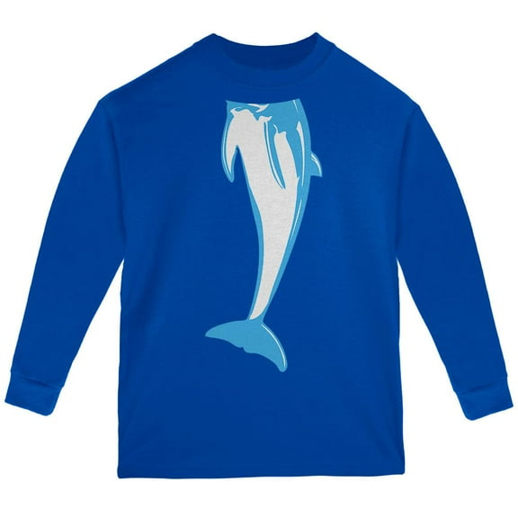 Halloween Dolphin Body Costume Youth Long Sleeve T Shirt Royal YXL