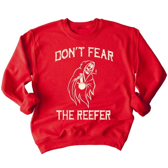 Halloween Don't Fear Reaper Creepy 4 20 Funny Crewneck Sweatshirt, L, Red