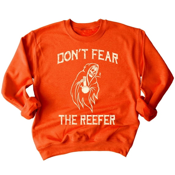 Halloween Don't Fear Reaper Creepy 4 20 Funny Crewneck Sweatshirt, XL, Orange