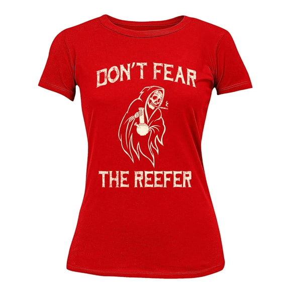 Halloween Don't Fear Reaper Creepy 4 20 Funny Women's T-shirt, XL, Red