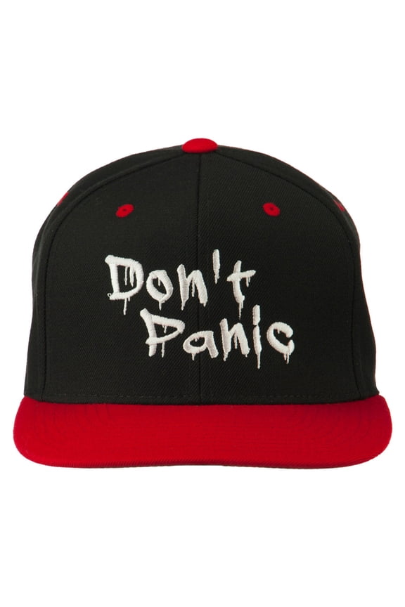 Halloween Don't Panic Embroidered Snapback Cap - Black Red OSFM