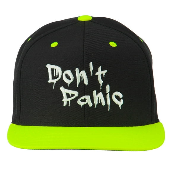 Halloween Don't Panic Embroidered Snapback Cap - Neon Yellow OSFM