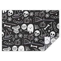 Halloween Doodle Elements Rectangle Tablecloth 60"x84",Waterproof Polyester Rectangle Table Cloth, Wipeable Spillproof Polyester Tablecloth for Dining, Camping, Indoor and Outdoor