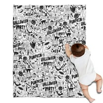Halloween Doodle Halloween Elements Blanket,Comfortable Soft Flannel Throw Blanket,All Season,Warm Lightweight Blankets for Sofa Bed Couch Living Room Chair,30"x40"
