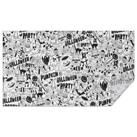 Halloween Doodle Halloween Elements Rectangle Tablecloth 60"x102",Waterproof Polyester Rectangle Table Cloth, Wipeable Spillproof Polyester Tablecloth for Dining, Camping, Indoor and Outdoor