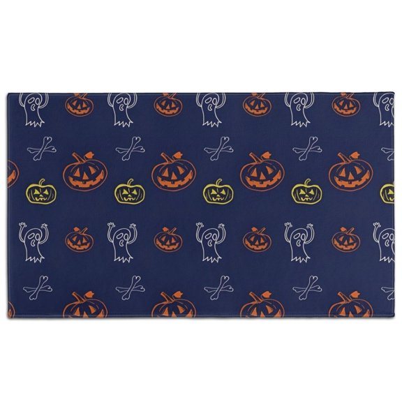 Halloween Doodle Icons Pattern Door Rugs,Washable Non Slip Door Mats Indoor,Decorative Door Mats,Entry Mat Indoor for Entrance,Bedroom,Kitchen,Bathroom,17"x30"