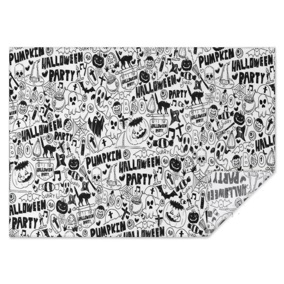Halloween Doodle Pattern Rectangle Tablecloth 60"x84",Waterproof Polyester Rectangle Table Cloth, Wipeable Spillproof Polyester Tablecloth for Dining, Camping, Indoor and Outdoor