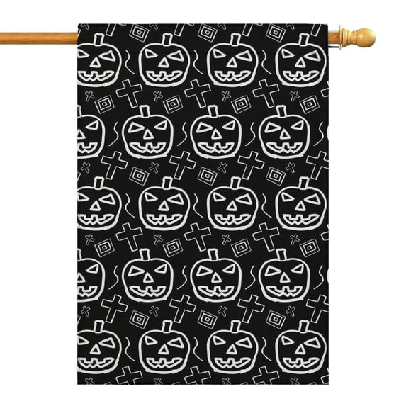 Halloween Doodle Pumpkin Pattern Fall Garden Flags 28"x40" Double Side,Small Yard Flags for Outside,Outdoor Fall Decor,Autumn Funny Garden Flag Yard Decoration