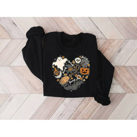 Halloween Doodles Hearth Shirt Gift For Halloween Moms, Cute Halloween Tshirt, Halloween Sweatshirt, Pumpkin Sweatshirt, Halloween Witch Tee Gift