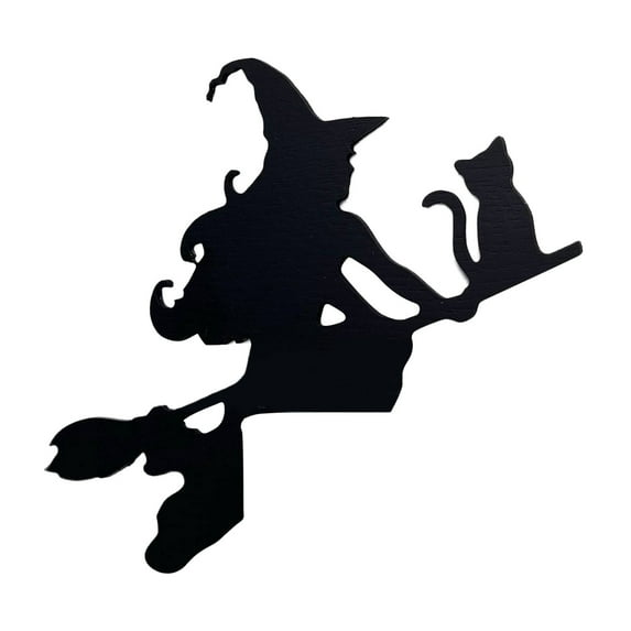 Halloween Door Corner Metal Sign Witch Flying on a Broomstick Door Topper Halloween Witch Silhouette Hanging Outdoor Witch on her Flying Broom Porch Garden Decor - I