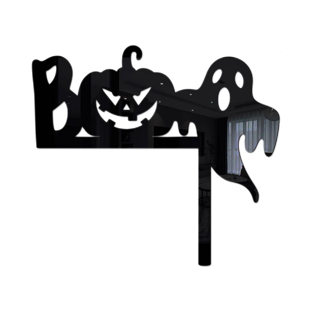 Halloween Door Corner Sign 3D Pumpkin Ghost Mirror Stickers Home