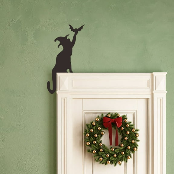 Halloween Door Corner Sign Decoration,Black Wooden Door Frame Decoration Halloween Theme Witch Skull Head Ghost Pumpkin Cat Hat Horror Pattern Suitable For Door Corner Window Corner