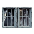 thumbnail image 1 of Halloween Door Cover 2 Piece Window Curtain Backdrop Hanging Cloth Scary Ghost Scene Banner for Outdoor Porch Yard Home, 1 of 3