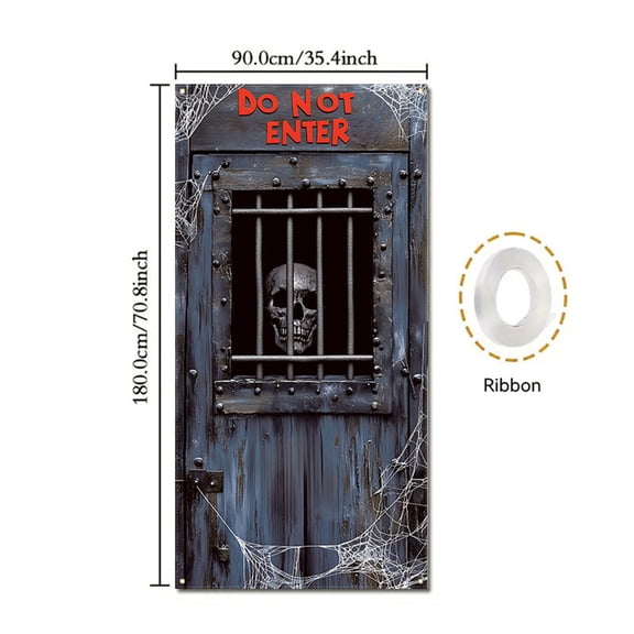Halloween Door Cover - 35"x71" Scary Ghost Party Decorationsfor Outdoor Indoor Photo Background Wall