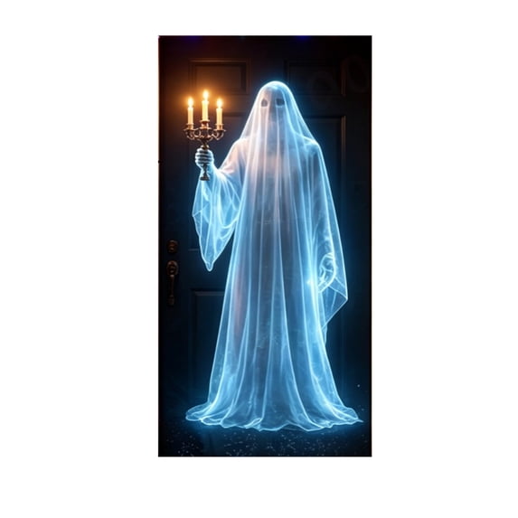 Halloween Door Cover Dark-style Ghost Door Curtain for Home Front Door Party Holiday Events Scene Props Decoration 72x35 Inch