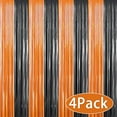 thumbnail image 1 of Halloween Door Curtain Halloween Backdrop Curtains Metallic Tinsel Foil Fringe Haunted House Decoration for Halloween Birthday Party Supplies 3.3ft x 6.6ft Orange Black 4 Packs, 1 of 6