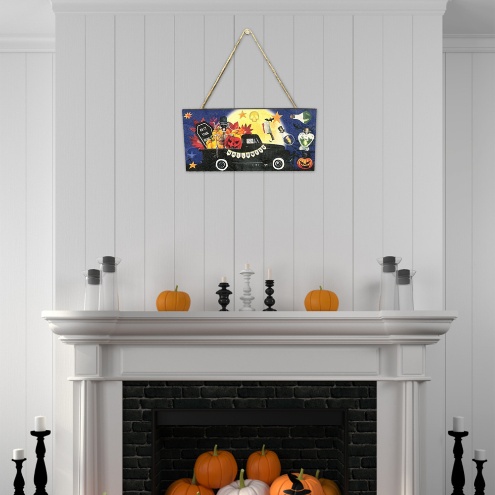 Halloween Door Decor Props Funny Rustic Wooden Hanging Door Sign for