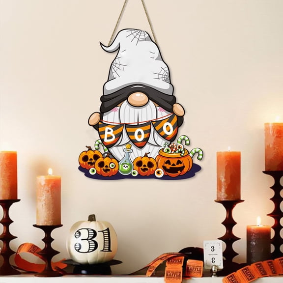 Halloween Door Hanger 12 X 10 Inch Boo Sign, Cute Halloween Decorations for Front Door, Indoor Outdoor Hanging Halloween Decor for Halloween Party Home Porch
