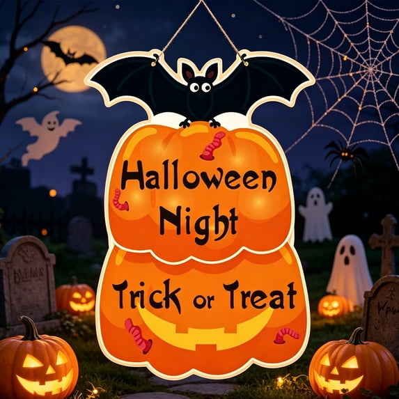 Halloween Door Hanger, Spooky Halloween Paper Hanging Sign, Front Door Hanging Decoration for Wall, Window, Porch, Classroom, Indoor Outdoor Halloween Party Supplies, Holiday Door Decor