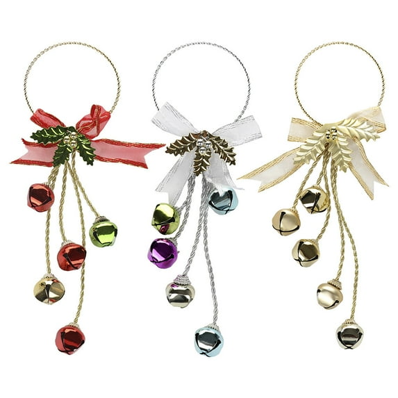 Halloween Door Hangers -Garden Fall Door Hanger with Bells Set of 3 Jingle Bell Hangers - Yellow, Purple and Green Finish - Halloween Decorations