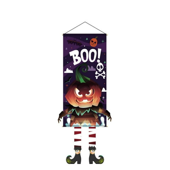 Halloween Door Hanging Banner, Halloween Door Decorations Halloween Party Banner for Front Door Porch Halloween Party Decor, 16 x 43inch