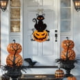 thumbnail image 1 of Halloween Door Hanging Decor - Skeleton & Pumpkin Ghost Festival Sign with Pre-Tied String - Multicolor Paper Wall Decor for Indoor/Outdoor Party, Porch, Living Room - 16.14x9.05in Reusable, 1 of 6
