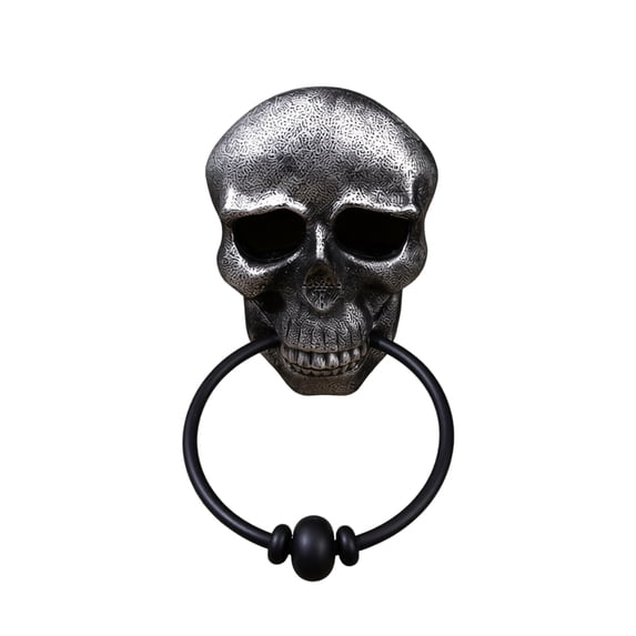 Halloween Door Knocker Silver Skeleton Design 12 Inch for Front Door Porch Halloween Party Decor