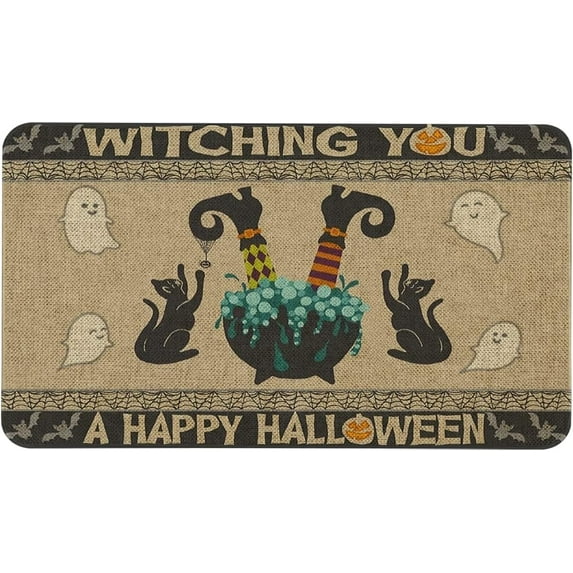 Halloween Door Mat 30 X 17 Inch Witching You A Happy Halloween Doormat Indoor Outdoor Entrance Floor Rug Non Slip Halloween Decor Rubber Welcome Mats