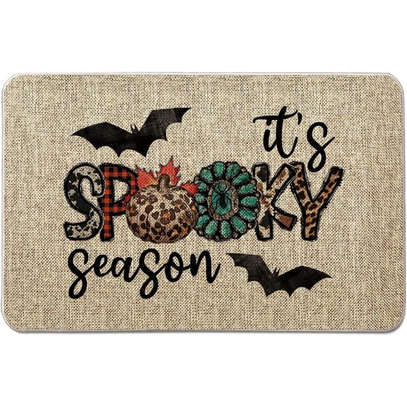 Halloween Door Mat Bath Outdoor Mats It's Spooky Season Bat Entrance Rug Bathroom Rugs Home Kitchen Doormat Indoor Decor Floor Mat 17x30 Inch