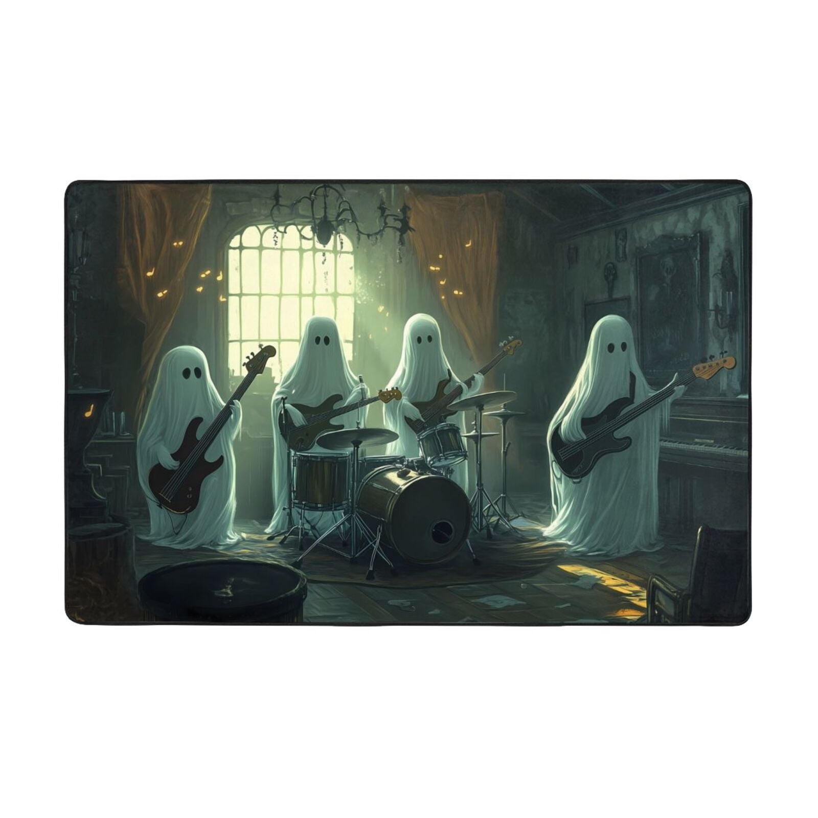 Halloween Door Mat, Halloween Ghost Guitar Band Indoor Door Mat Bedroom ...