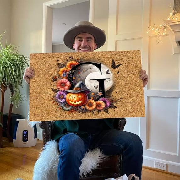 Halloween Door Mat, Halloween Decorations Doormat, Welcome Mats for Front Letter Door, Boo Spooky Outdoor Mats for Front Decorations, 16x24 Inches