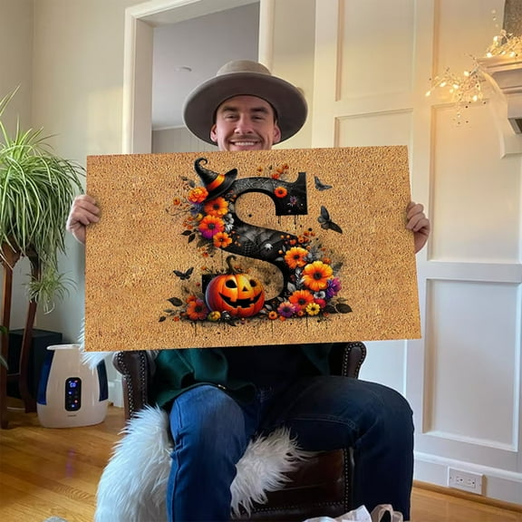 Halloween Door Mat, Halloween Decorations Doormat, Welcome Mats for Front Letter Door, Boo Spooky Outdoor Mats for Front Decorations, 16x24 Inches