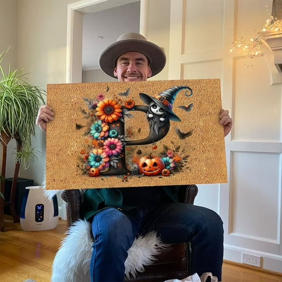 Halloween Door Mat, Halloween Decorations Doormat, Welcome Mats for Front Letter Door, Boo Spooky Outdoor Mats for Front Decorations, 16x24 Inches