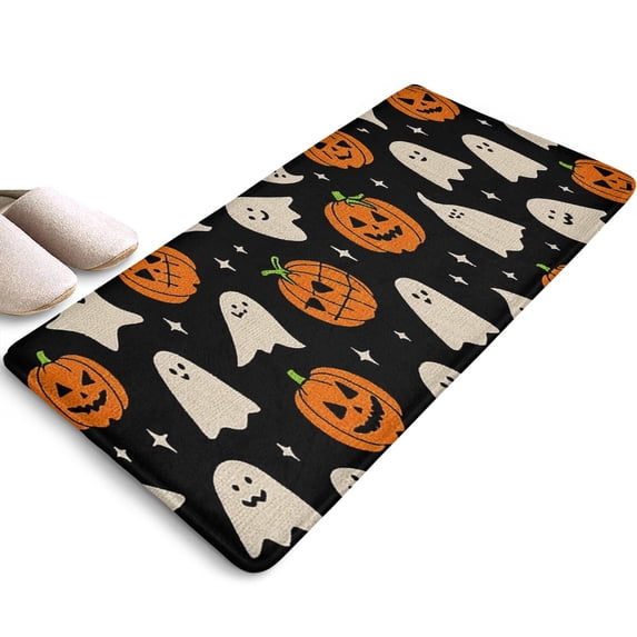 Halloween Door Mat,Non-Slip Doormat Floor Entryway Rug 17x31.5 Inch Horror Pumpkin Ghost Door Mats for Room Winter Laundry