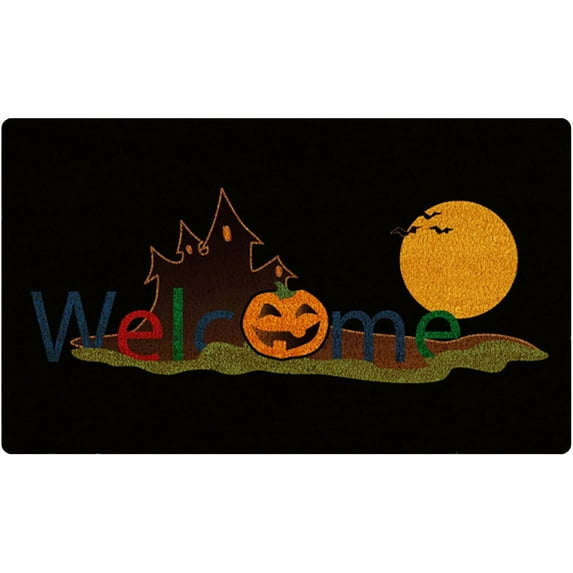Halloween Door Mat Pumpkin Black Cat Gnomes Halloween Decor Non Slip Rubber Backing Washable Floor Door Mat Entrance Floor Mat Home Kitchen Carpet Decor Front Porch Rug, 23.6x 15.7 Inch