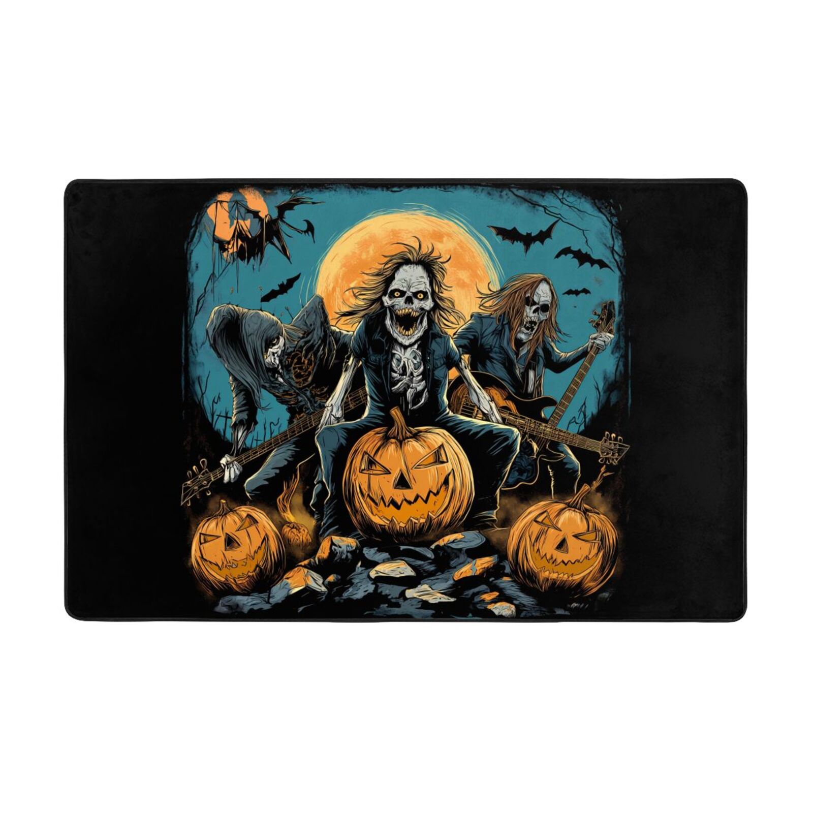 Skeleton Welcome Rug Halloween Door Mat, Halloween Pumpkin Rock Skeleton Indoor Door Mat ...
