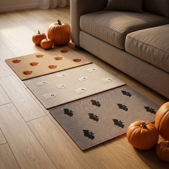 Halloween Door Mat Spooky Prints Entrance Rug 23.62x15.75in Polyester Skidproof & Fade Resistant for Front Door Porch Patio Indoor Outdoor Halloween Door Mat by MPOISVA