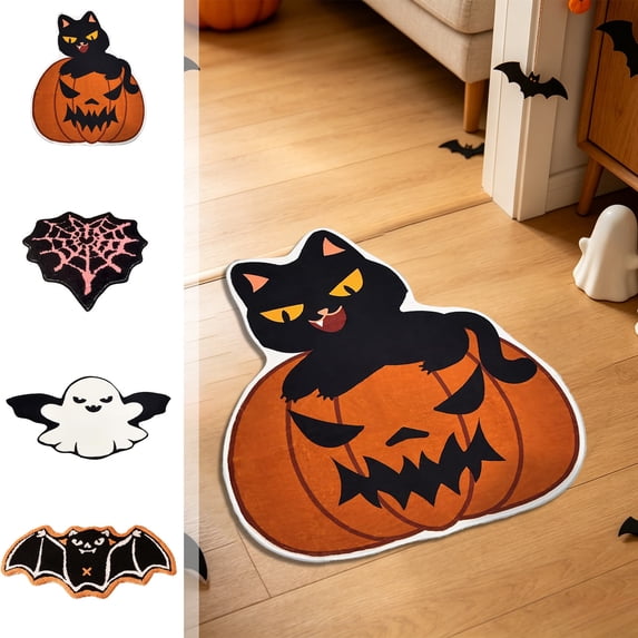 Halloween Door Mat Themed Super Soft Cozy Rug 23.62x15.74in Polyester Skidproof & Washable for Front Door Porch Indoor Bathroom by MPOISVA