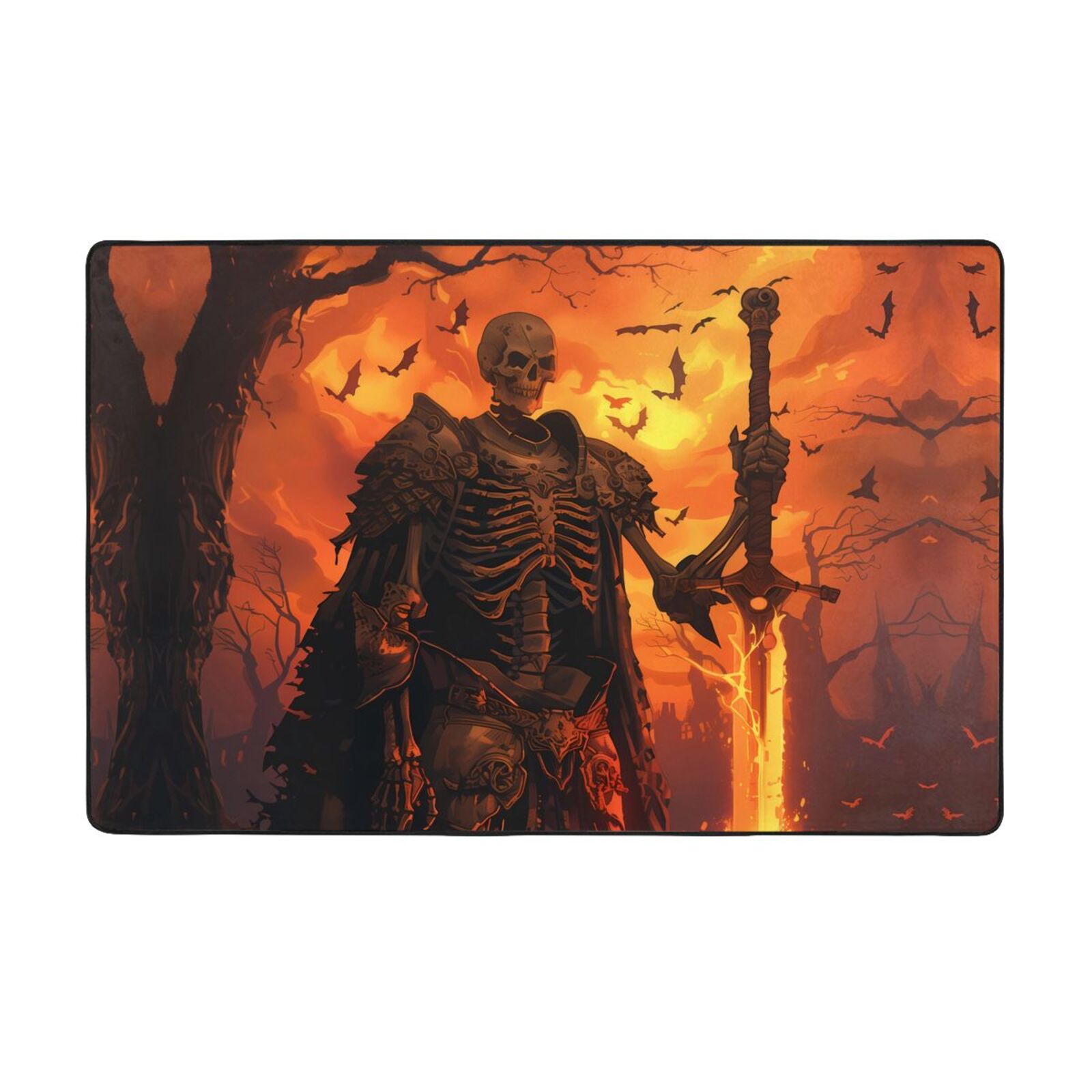 Skeleton Welcome Rug Halloween Door Mat, Halloween Vintage Skeleton Knight Indoor Door Mat ...