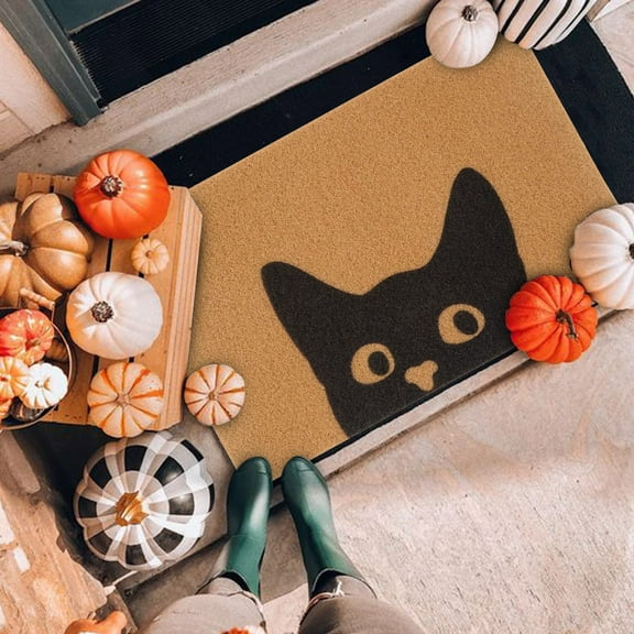 Halloween Door Mat - Welcome Mat for Front Door with Non-Slip Backing - Durable Doormat - Perfect for Outside Entrance Matt - Outdoor/Indoor - Full Curious - 15.7" x 23.6"