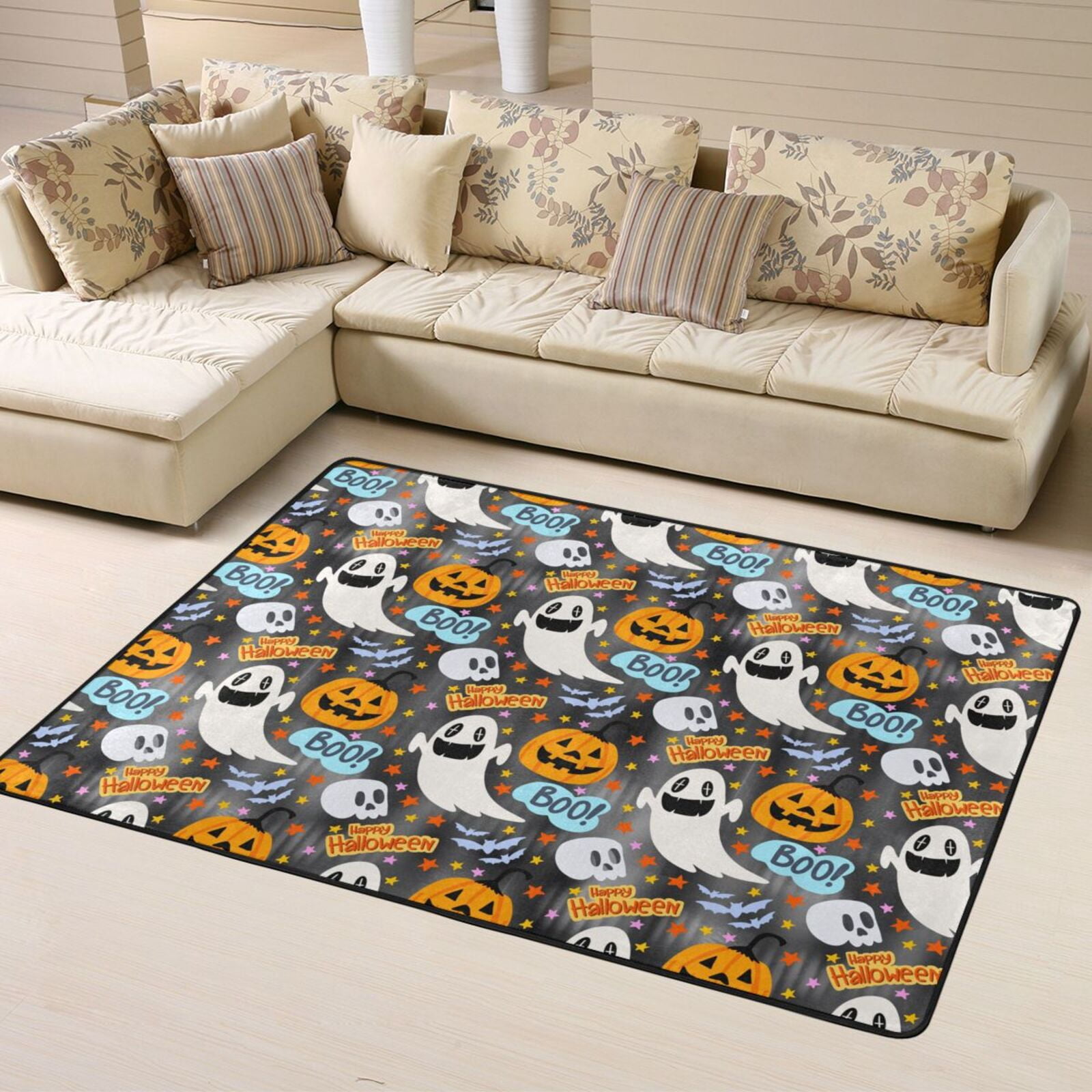 Halloween Door Mat, happy halloween spooky pumpkin Indoor Door Mat ...